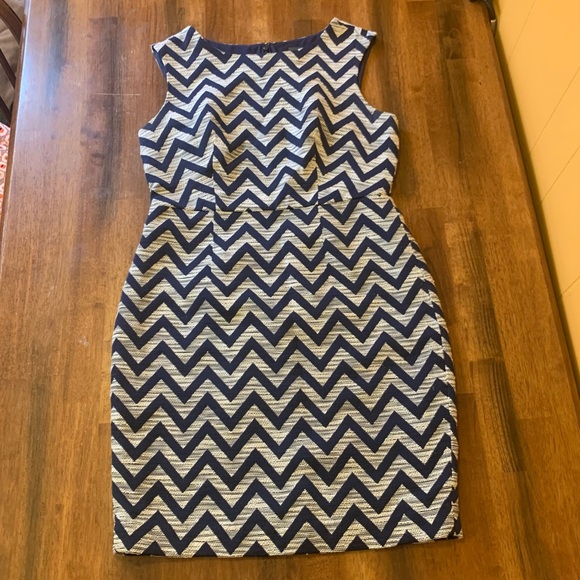 The Limited Dresses & Skirts - The Limited dress Size 10 Navy Blue & White Chevron pattern Sleeveless Classic